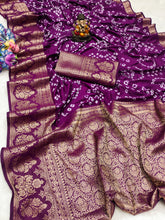 Daisy Kanjivaram Silk Saree Bandhani Purple Color Saree